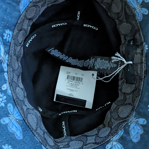 Coach Lovely Butterfly Print Bucket   Hat Size Med/Large + Gift Box Nwt ❤ - Picture 4 of 5